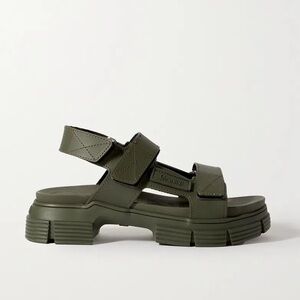 Ganni Recycled Rubber Sandals in Green size 37 / US 7 Orig. $235